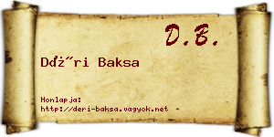 Déri Baksa névjegykártya