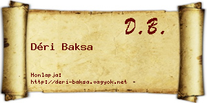 Déri Baksa névjegykártya